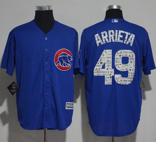 Cubs #49 Jake Arrieta Blue Spring Training Authentic Flex Base Stitched MLB Jersey